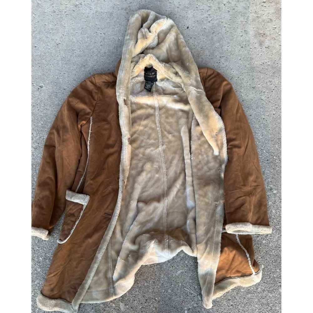 Route 66 Faux Shearling Coat Mens L‎ Brown Sherpa Lined Western Jacket